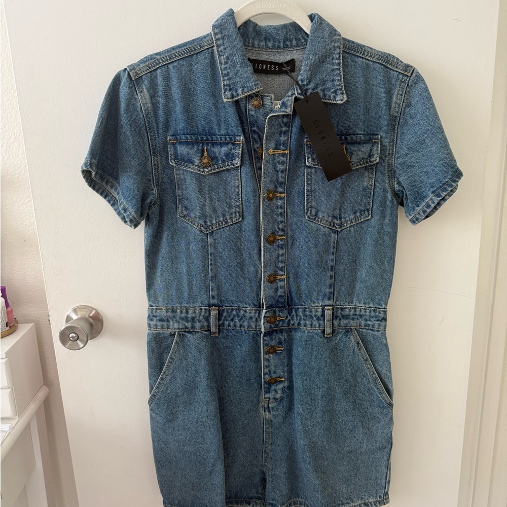 Princess Polly Denim Button-Up Romper
